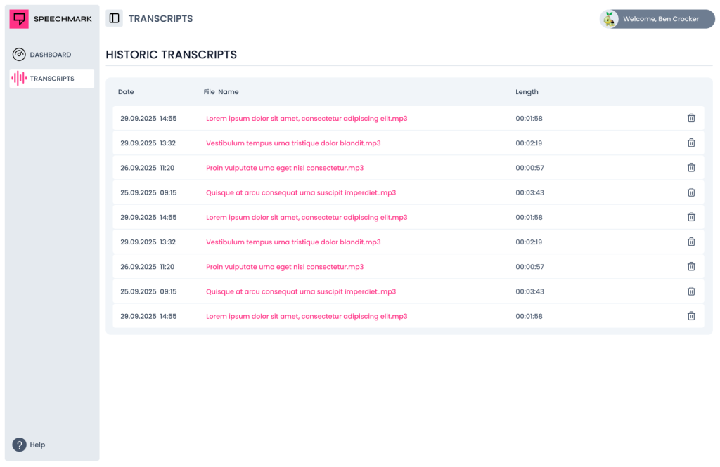 SpeechMark Historical Transcripts